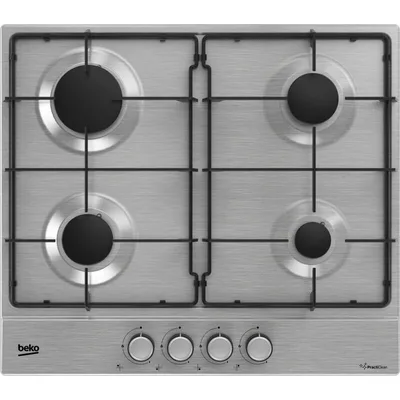 Beko - HIAG64224SXE: Piano a Gas con PractiClean, 4 Bruciatori, 60 cm. Colore del prodotto: Nero, Posizionamento dell'apparecchio: Da incasso,