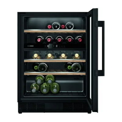 Bosch - Serie 6 KUW21AHG0. Posizionamento dell'apparecchio: Da incasso, Colore struttura: Nero, Colore interno: Nero. Capacità bottiglie: 44