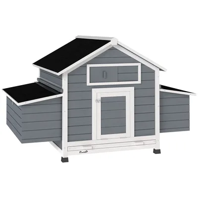 PawHut Pollaio Casetta per Galline con Tetto Apribile 150x100x96.5 cm Grigio   Aosom Italy