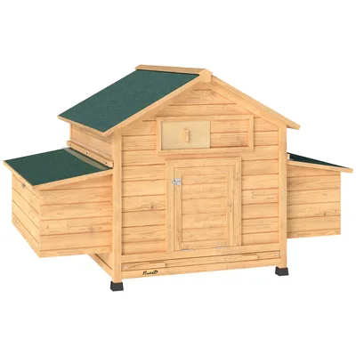 PawHut Pollaio in Legno Casetta Galline Tetto Impermeabile 150x100x96.5cm Giallo   Aosom Italy
