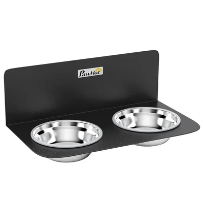 PawHut Ciotola da parete per cani regolabile con 2 ciotole da 800 ml, 42x23,5x14 cm, Nero   Aosom Italy