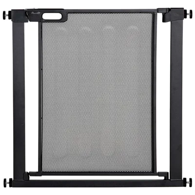 PawHut Cancellino per Cani Estensibile a Pressione con Chiusura Automatica, Acciaio e ABS, 75-82x76 cm, Nero   Aosom Italy