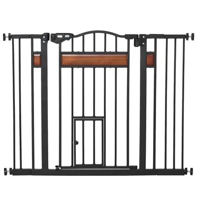 PawHut Cancelletto per Cani di Taglia Media e Piccola con Chiusura Automatica, 74-105x76.2 cm, Nero   Aosom Italy