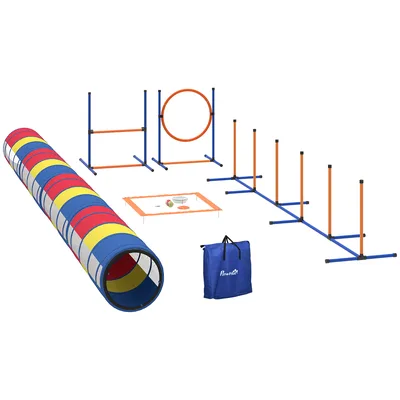 PawHut Set agility per cani da 12 pezzi, 357x65x68 cm, multicolore   Aosom Italy