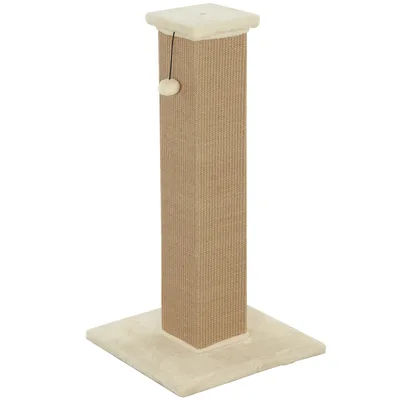 PawHut Tiragraffi ad albero con pallina, peluche e juta, 41x41x81 cm, beige   Aosom Italy