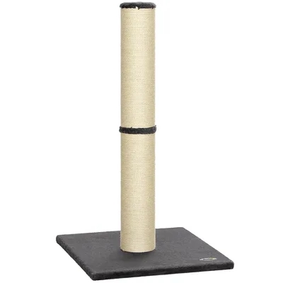PawHut Tiragraffi per Gatti Leggero Alto 80 cm con Corda in Sisal e Base in Truciolato e Peluche, Grigio Scuro   Aosom Italy