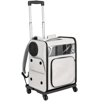 PawHut Trasportino per Cani e Gatti con Ruote e Manico Telescopico fino a 5 kg, Grigio   Aosom Italy