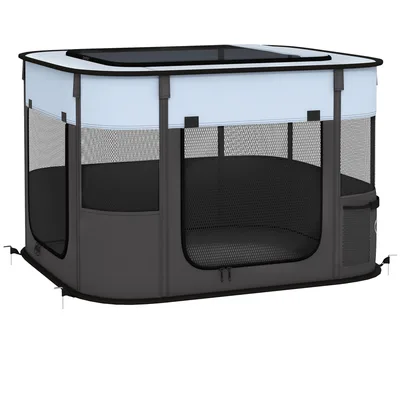PawHut Recinto pieghevole portatile per piccoli animali 74x60x45 cm, grigio   Aosom Italy