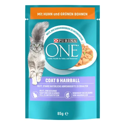 PURINA ONE 26 x 85 g Umido per gatto - Coat & Hairball con Pollo e Fagiolini
