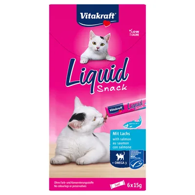 Vitakraft Cat Liquid Snack con Salmone + Omega 3 - Set %: 24 x 15 g
