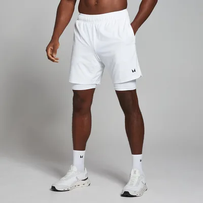 Pantaloncini sportivi 2 in 1 MP da uomo - Bianchi - S