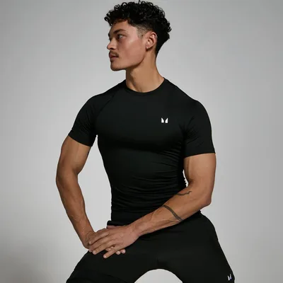 T-shirt sportiva aderente a maniche corte MP da uomo - Nera - XXS