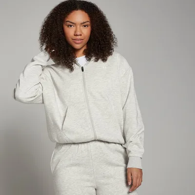 Felpa con cappuccio e cerniera MP Basics da donna - Grigio chiaro mélange - L