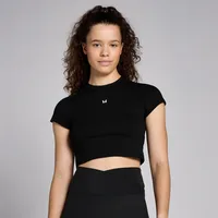 T-shirt crop a maniche corte aderente MP Basics da donna - Nera - XXL