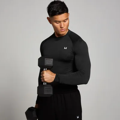 Maglia a maniche lunghe senza cuciture con grafica Pillar MP Tempo da uomo - Nera - XS