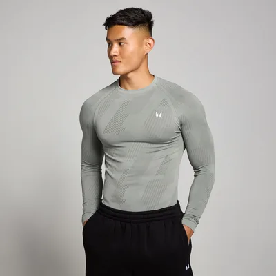 Maglia a maniche lunghe senza cuciture con grafica Pillar MP Tempo da uomo - Grigio tempesta - XL