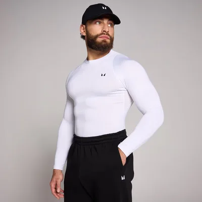 T-shirt sportiva aderente a maniche lunghe MP da uomo - Bianco - XXL