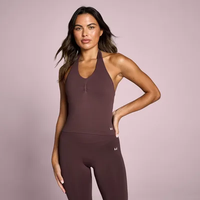 Canotta senza cuciture MP donna Tempo con collo all'americana - Fudge - XL