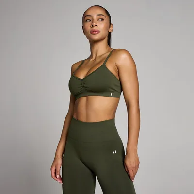 Reggiseno sportivo MP Tempo donna senza cuciture con arricciatura frontale - Verde foresta - XXL