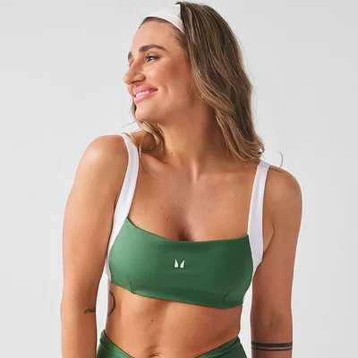 Reggiseno sportivo MP donna X Tatiana a contrasto con schiena intrecciata - Verde palma - XS
