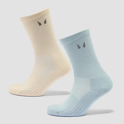Calze running riflettenti MP (confezione da 2) - Burro/azzurro baby - UK 12-14