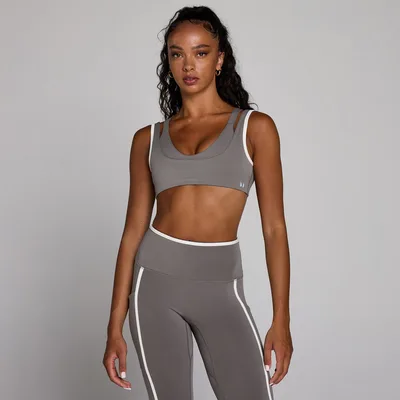 Reggiseno sportivo MP donna Velocity a doppio strato con contrasto - Grigio cenere - S