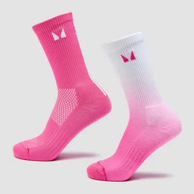 Calze da corsa MP (confezione da 2) - Rosa vibrante sfumato/rosa vibrante a righe - UK - 9-11