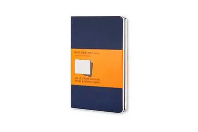 Quaderno Cahier Moleskine large a righe blu. Set da 3